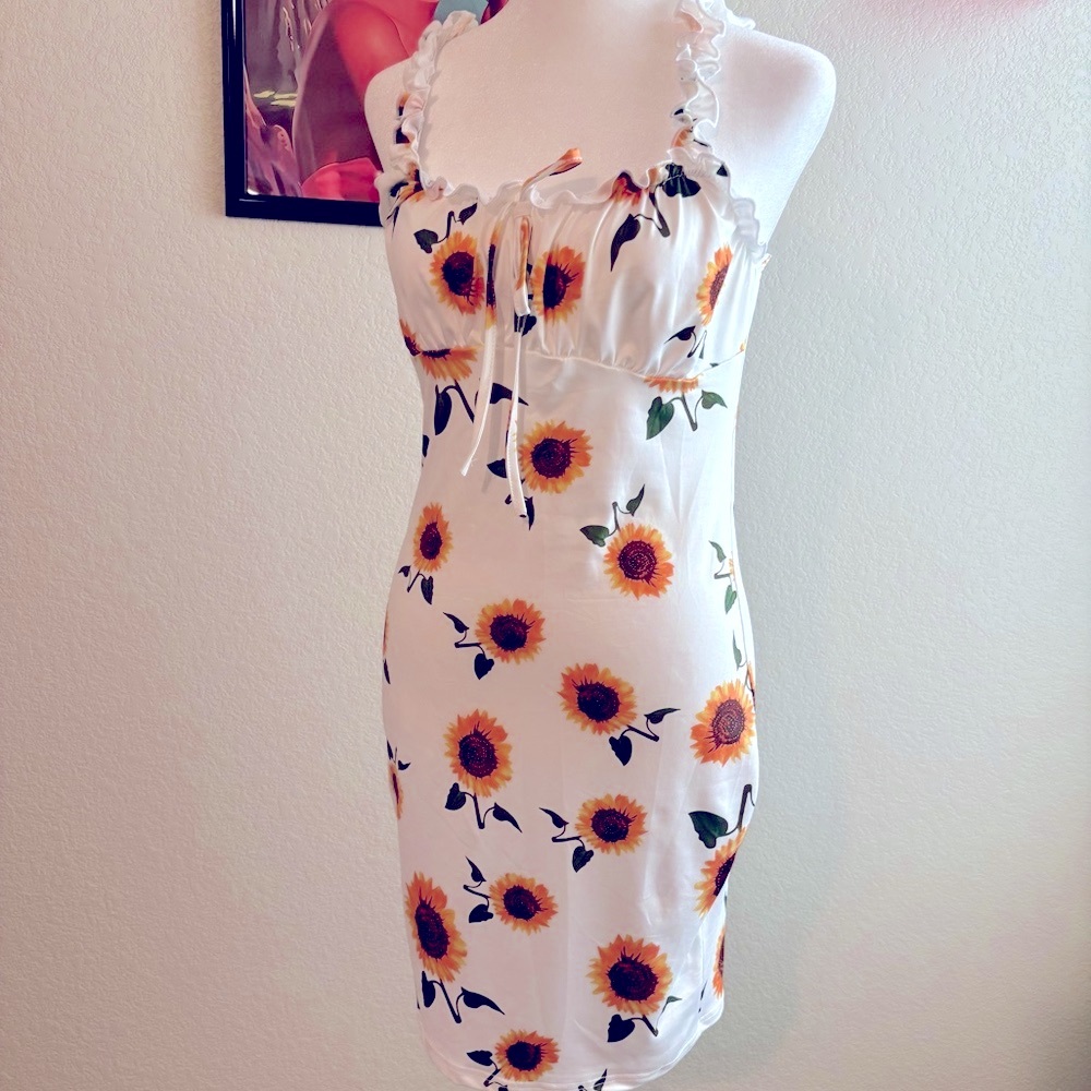 Silky Sunflower Print Dress